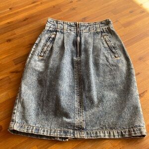 Cabin Tasty Heart Blue Denim Skirt / High Waist Sz X-Small. Vintage. NWOT